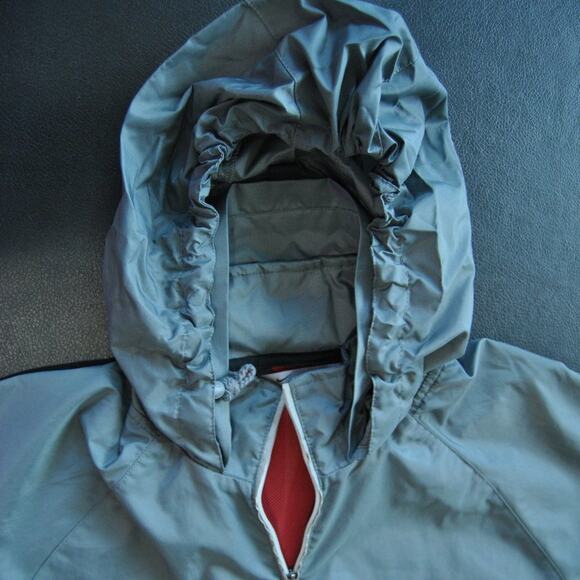 Large Vintage Nike Rain Jacket with Hideaway Hoodie Gray Red - Picture 12 of 14
